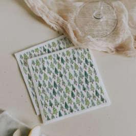 Servilleta De Papel Selva de invierno de pino rústico acuarela