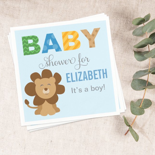 Servilleta De Papel Selva de león Animal Baby Boy Shower Blue (Subido por el creador)