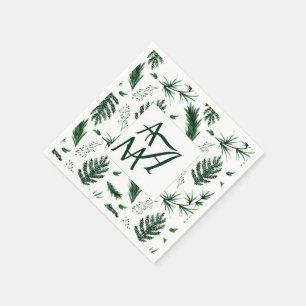 Servilleta De Papel Selva deja el Monograma Verde 3 Iniciales recién c