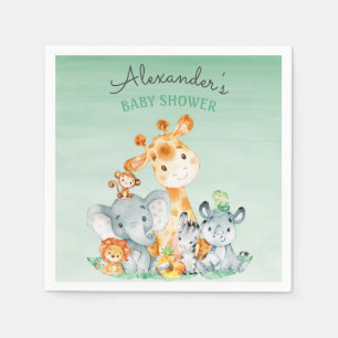Servilleta De Papel Selva linda Baby Shower del safari de la acuarela