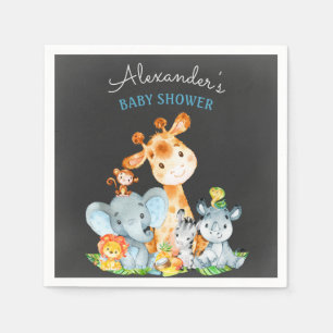 Servilleta De Papel Selva linda Baby Shower del safari de Watercol de