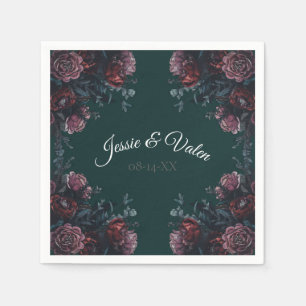 Servilleta De Papel Selva Oscura Verde Elegante Boda Maroon Mauve