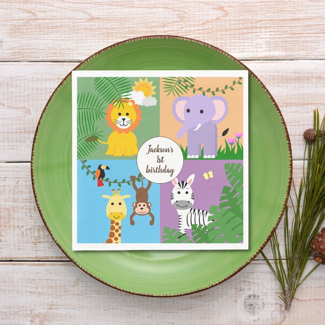 Servilleta De Papel Selva Safari Animales salvajes Niños Día de Aniver (Subido por el creador)