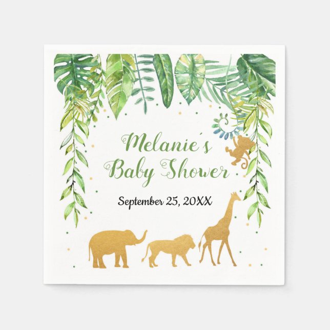 Servilleta De Papel Selva Safari Baby Shower Napkin Tropical (Anverso)