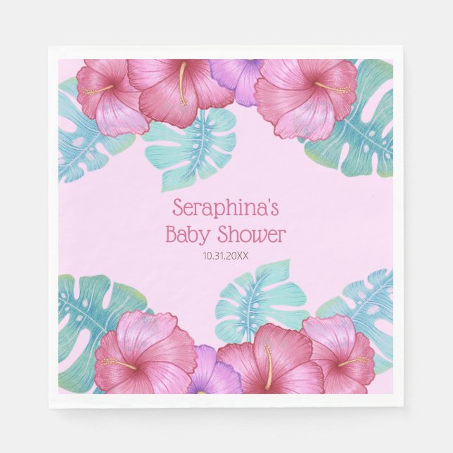 Servilleta De Papel Selva tropical Hibiscus Flower Baby Shower (Anverso)