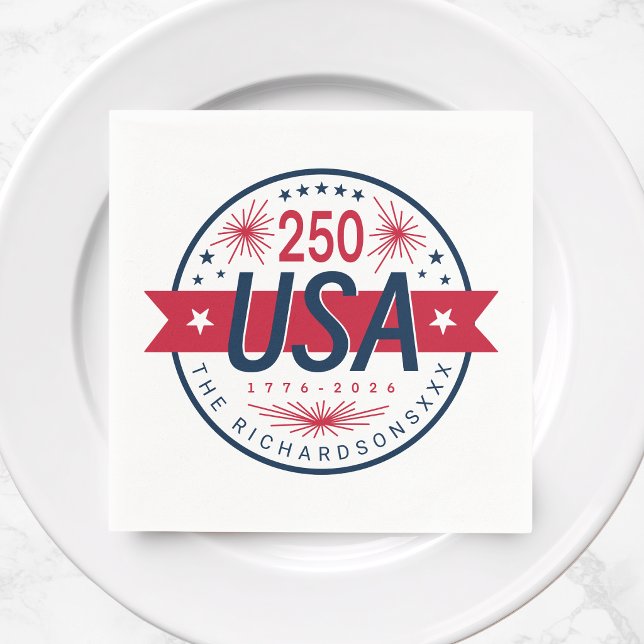Servilleta De Papel Semicucentenario de EE. UU. 250º Aniversario de Am (USA Semiquincentennial America's 250th Anniversary Napkins)