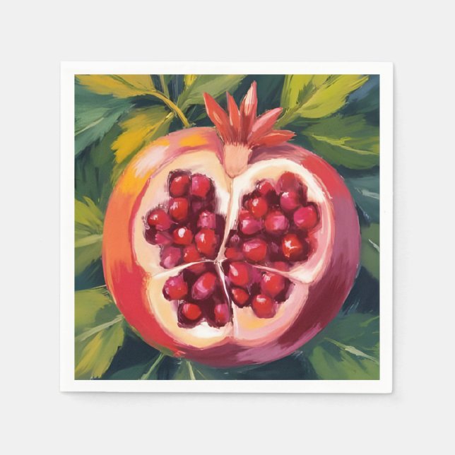 Servilleta De Papel Semillas de Granada | Pintura de Frutas (Anverso)