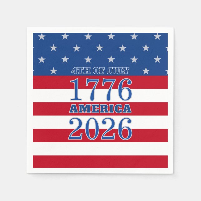 Servilleta De Papel Semiquincentennial America 1776 2026 4th Of July (Anverso)