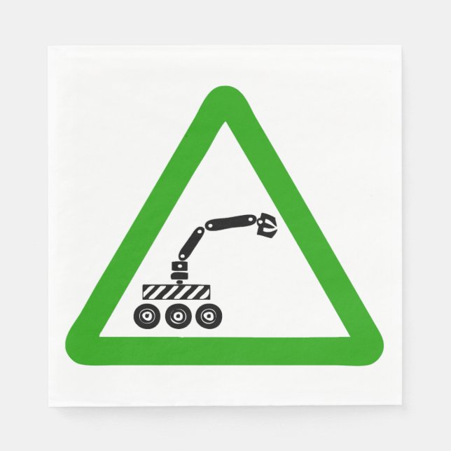 Servilleta De Papel Señal de advertencia de cruce de robot (Anverso)