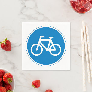 Servilleta De Papel Señal de Carril de Bicicleta Azul Símbolo de Carre
