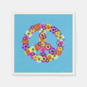 Servilleta De Papel Señal de Paz Floral en Azul