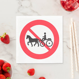 Servilleta De Papel Señal de Prohibido Vehículos Tirados por Caballos