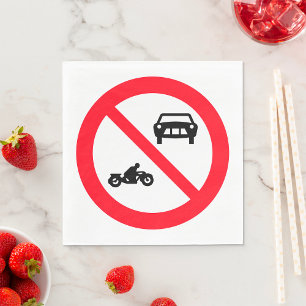 Servilleta De Papel Señal de tráfico de Prohibido Vehículos