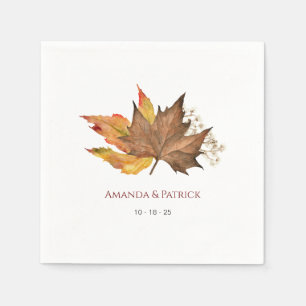 Servilleta De Papel Sencilla acuarela de otoño, Boda