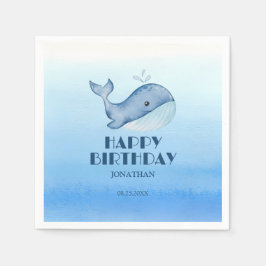 Servilleta De Papel Sencilla ballena azul mar feliz cumpleaños