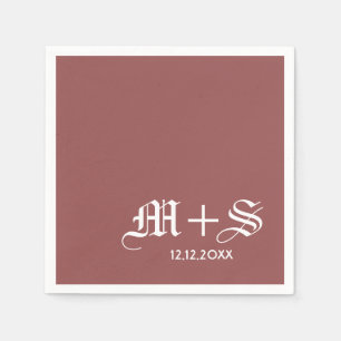 Servilleta De Papel Sencilla boda elegante Monogramas Vino Rojo
