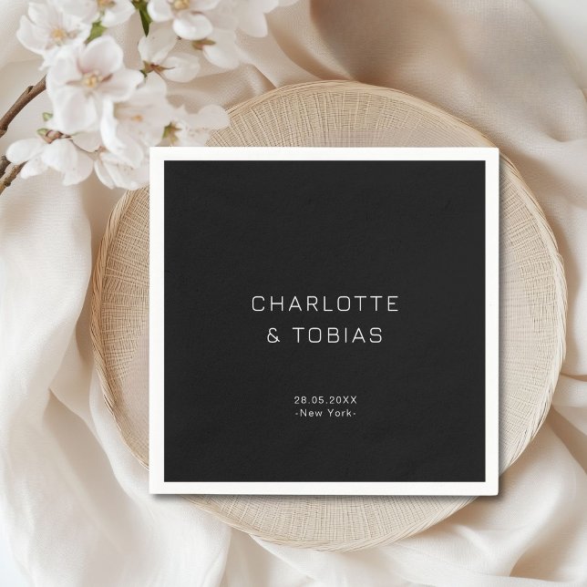 Servilleta De Papel Sencilla boda negra elegante (Simple, elegant wedding napkins)