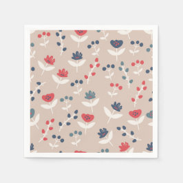 Servilleta De Papel Sencilla casa de campo de color rojo con flores