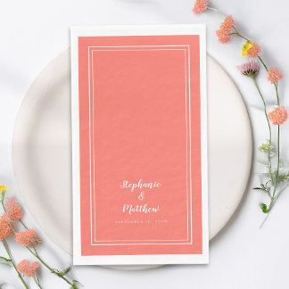 Servilleta De Papel Sencilla Cena de Boda Minimalista Moderna de Coral