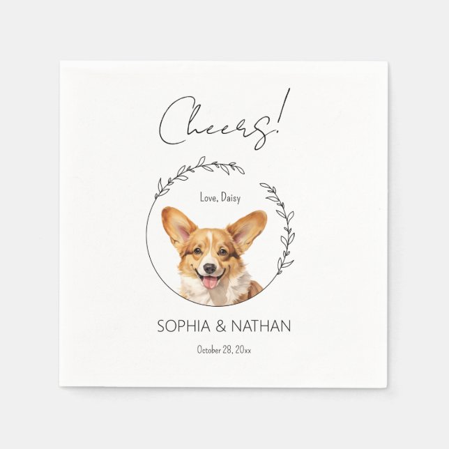 Servilleta De Papel Sencilla Corgi Dog Boda Cocktail Napkins (Anverso)