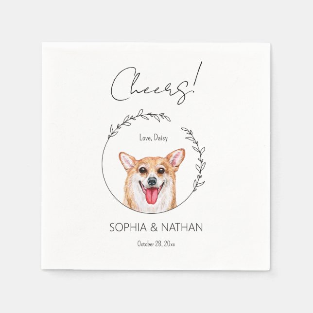 Servilleta De Papel Sencilla Corgi Dog Boda Cocktail Napkins (Anverso)