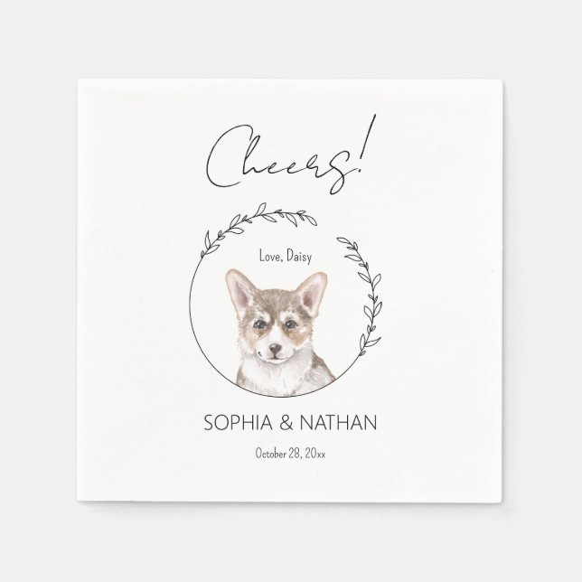 Servilleta De Papel Sencilla Corgi Dog Boda Cocktail Napkins (Anverso)