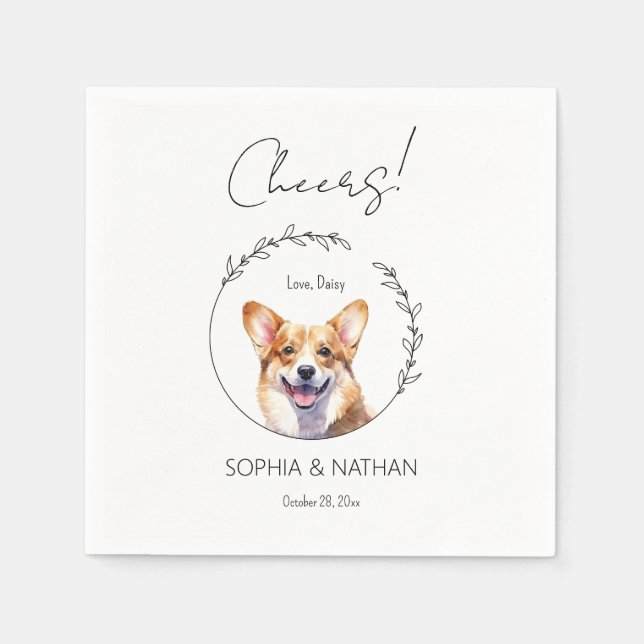 Servilleta De Papel Sencilla Corgi Dog Boda Cocktail Napkins (Anverso)