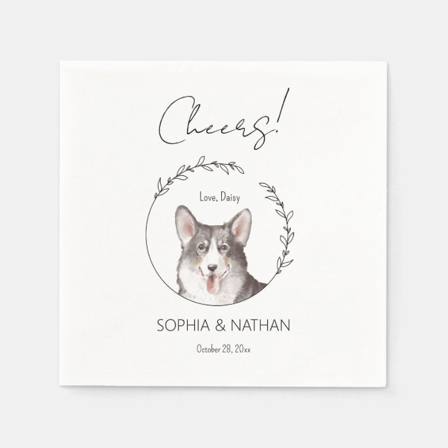 Servilleta De Papel Sencilla Corgi Dog Boda Cocktail Napkins (Anverso)