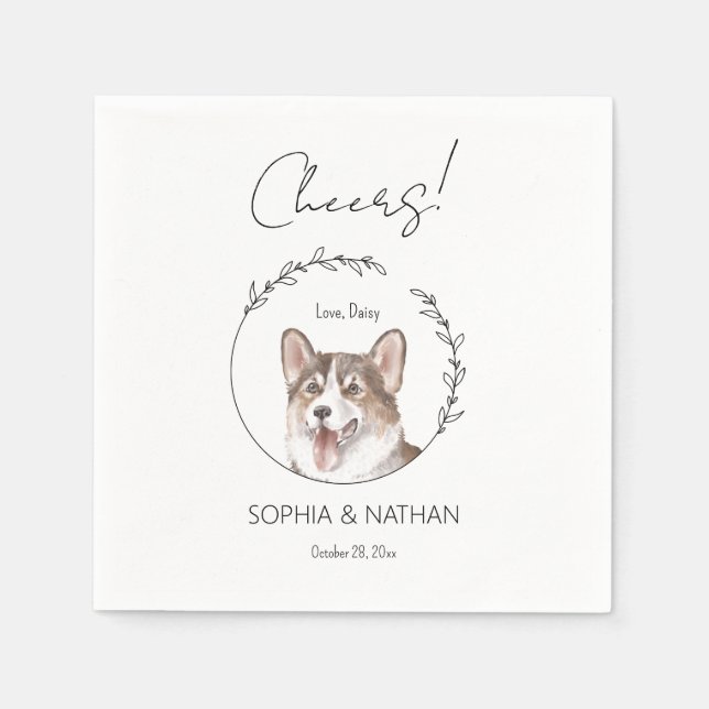 Servilleta De Papel Sencilla Corgi Dog Boda Cocktail Napkins (Anverso)