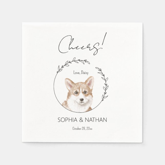 Servilleta De Papel Sencilla Corgi Dog Boda Cocktail Napkins (Anverso)