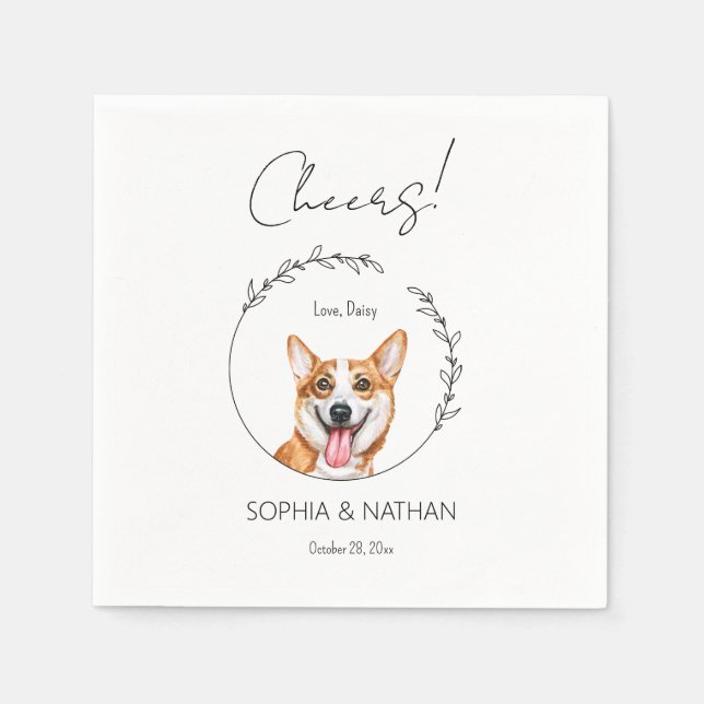 Servilleta De Papel Sencilla Corgi Dog Boda Cocktail Napkins (Anverso)