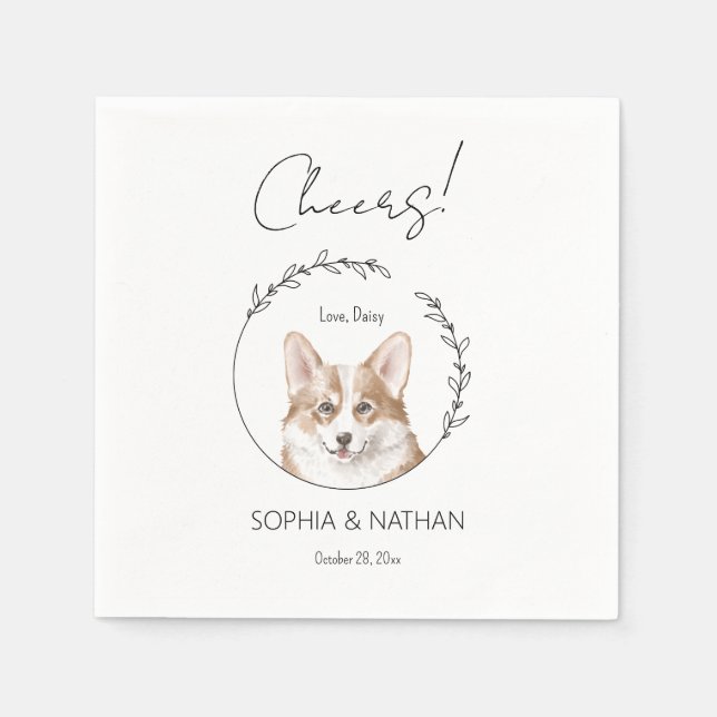Servilleta De Papel Sencilla Corgi Dog Boda Cocktail Napkins (Anverso)