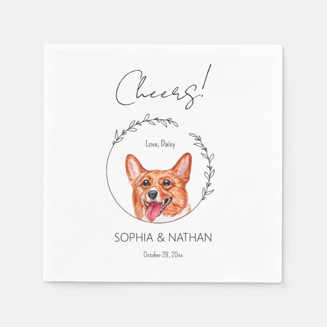 Servilleta De Papel Sencilla Corgi Dog Boda Cocktail Napkins (Anverso)