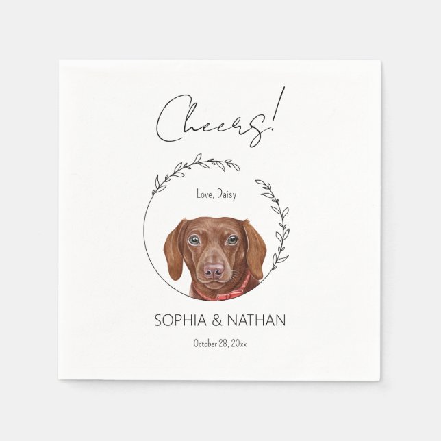 Servilleta De Papel Sencilla Dachshund Dog Boda Cocktail Napkins (Anverso)
