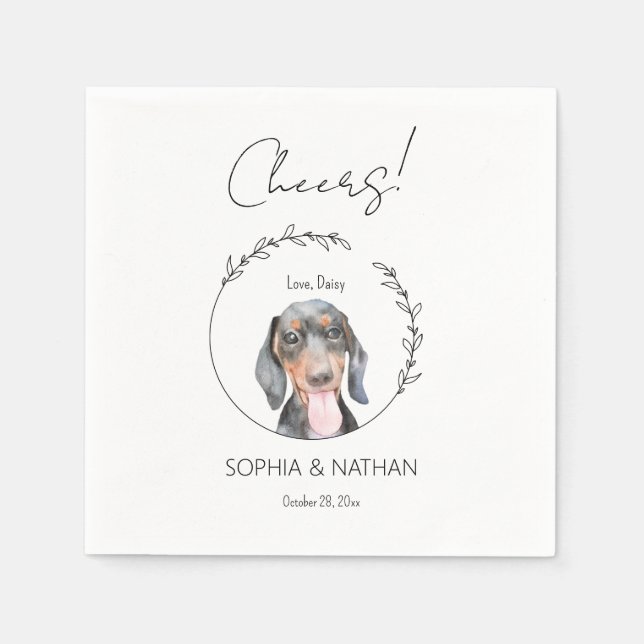 Servilleta De Papel Sencilla Dachshund Dog Boda Cocktail Napkins (Anverso)