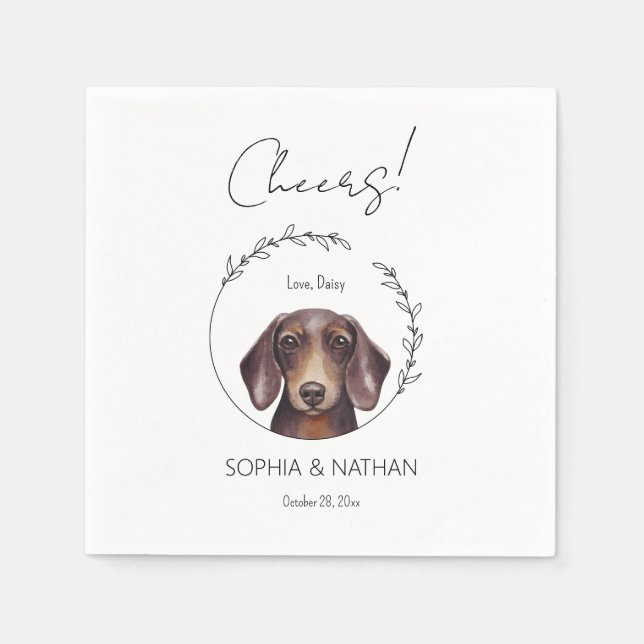 Servilleta De Papel Sencilla Dachshund Dog Boda Cocktail Napkins (Anverso)