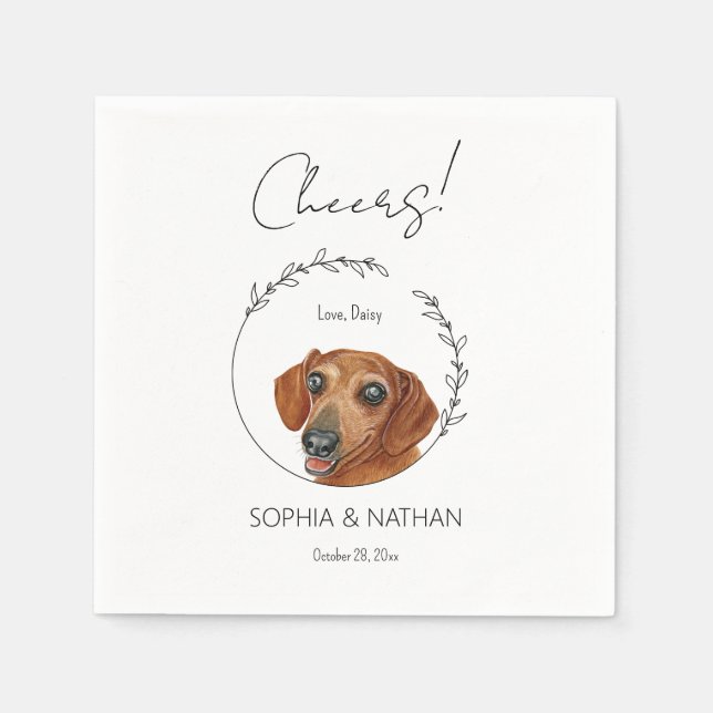 Servilleta De Papel Sencilla Dachshund Dog Boda Cocktail Napkins (Anverso)
