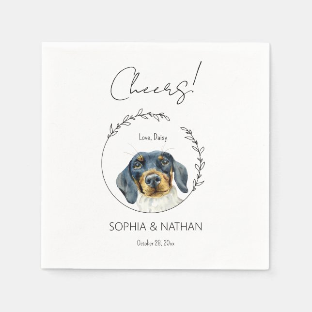 Servilleta De Papel Sencilla Dachshund Dog Boda Cocktail Napkins (Anverso)