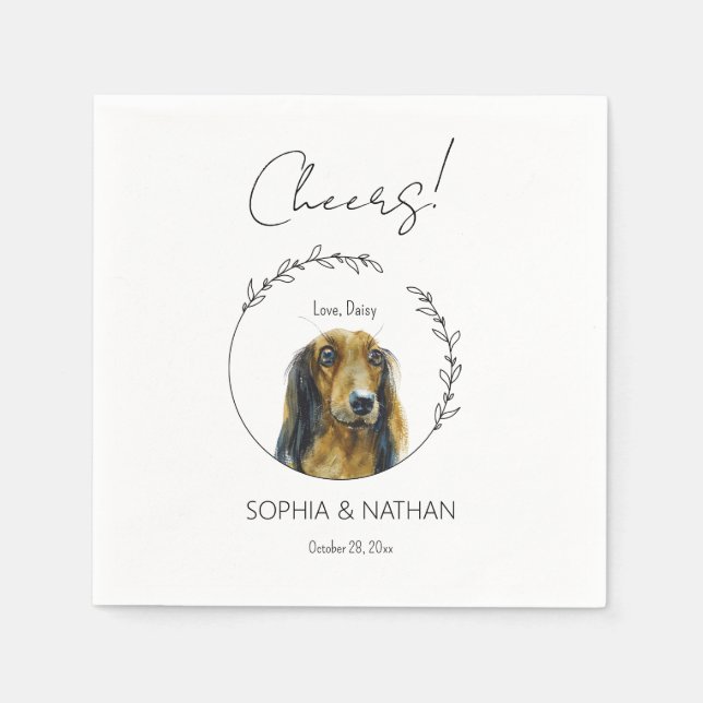 Servilleta De Papel Sencilla Dachshund Dog Boda Cocktail Napkins (Anverso)