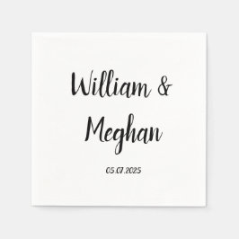 Servilleta De Papel Sencilla elegancia Minimalista guión negro Boda Na