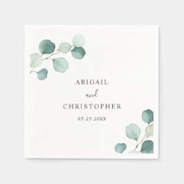 Servilleta De Papel Sencilla Elegante Verde Naturaleza Boda de Eucalip