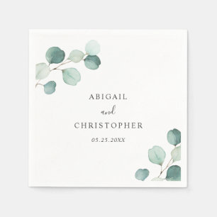 Servilleta De Papel Sencilla Elegante Verde Naturaleza Boda de Eucalip