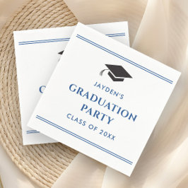 Servilleta De Papel Sencilla Fiesta de Graduación Deportiva Azul y Bla