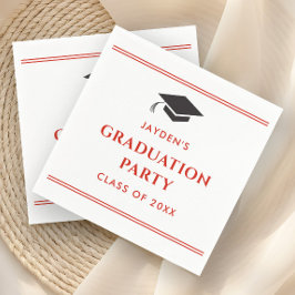 Servilleta De Papel Sencilla Fiesta de Graduación Deportiva Roja