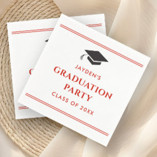 Servilleta De Papel Sencilla Fiesta de Graduación Deportiva Roja 