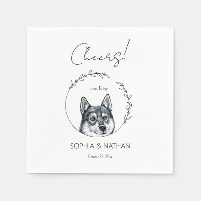 Servilleta De Papel Sencilla Husky Dog Boda Cocktail Napkins (Anverso)