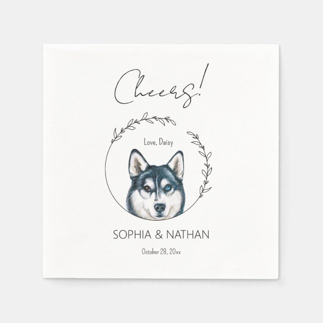 Servilleta De Papel Sencilla Husky Dog Boda Cocktail Napkins (Anverso)
