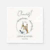 Sencilla Husky Dog Boda Cocktail Napkins