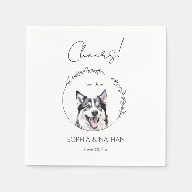 Servilleta De Papel Sencilla Husky Dog Boda Cocktail Napkins (Anverso)