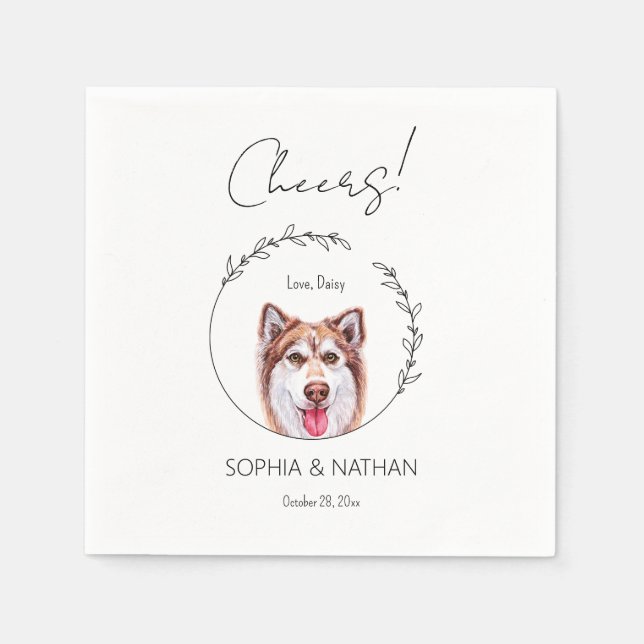 Servilleta De Papel Sencilla Husky Dog Boda Cocktail Napkins (Anverso)